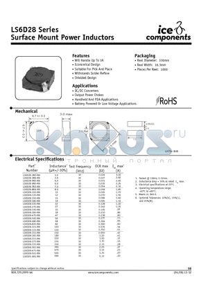 LS6D28 datasheet - Surface Mount Power Inductors