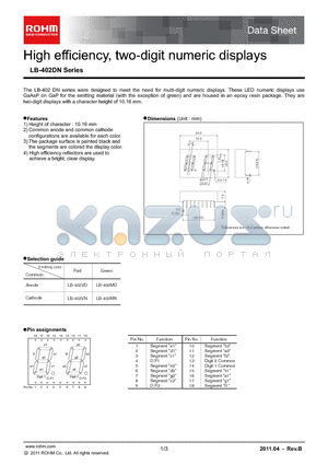 LB-402MN datasheet - High efficiency, two-digit numeric displays