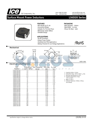 LS6D28-150-RN datasheet - Surface Mount Power Inductors