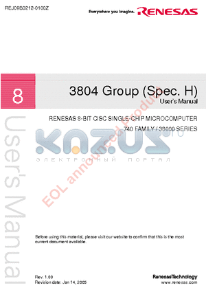 M38040F5HSP datasheet - 8-BIT CISC SINGLE-CHIP MICROCOMPUTER 740 FAMILY / 38000 SERIES