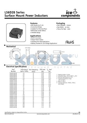 LS6D28-270-RN datasheet - Surface Mount Power Inductors