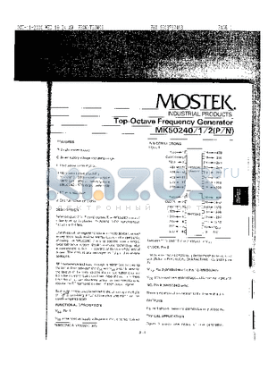 MK50241 datasheet - TOP OCTAVE FREQUENCY GENERATOR