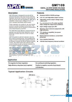 GM7109-3.3PS8T datasheet - 150KHz, 2A STEP DOWN VOLTAGE SWITCHING REGULATORS