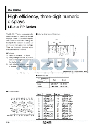 LB-603VP datasheet - High efficiency, three-digit numeric displays