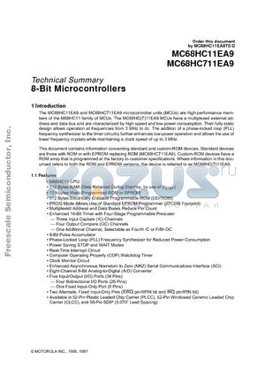 MC68HC11EA9 datasheet - 8-Bit Microcontrollers