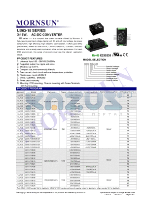 LB03-10B05 datasheet - LB series ---- is a compact size power converter offered by Mornsun.