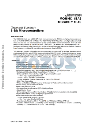MC68HC11EA9MP2 datasheet - 8-Bit Microcontrollers