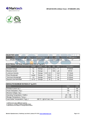 MTLB4150-HR-A datasheet - STANDARD LEDs