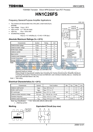 HN1C26FS datasheet - Frequency General-Purpose Amplifier Applications