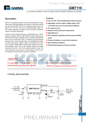 GM7110-5.0TA5R datasheet - 1A STEP-DOWN VOLTAGE SWITCHING REGULATOR