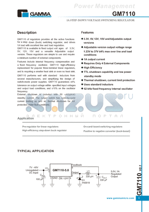 GM7110-5.0TA5R datasheet - 1A STEP-DOWN VOLTAGE SWITCHING REGULATOR