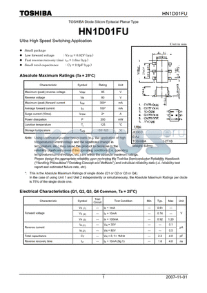 HN1D01FU_07 datasheet - Silicon Epitaxial Planar Type Ultra High Speed Switching Application