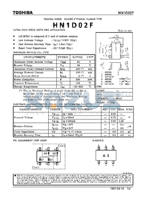 HN1D02F datasheet - DIODE (ULTRA HIGH SPEED SWITCHING APPLICATIONS)