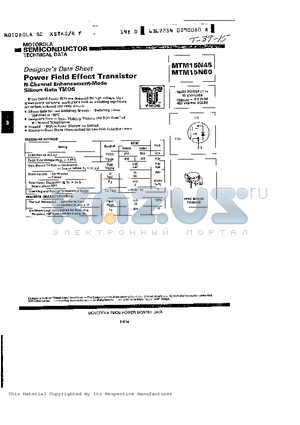 MTM15N50 datasheet - POWER FIELD EFFECT TRANSISTOR