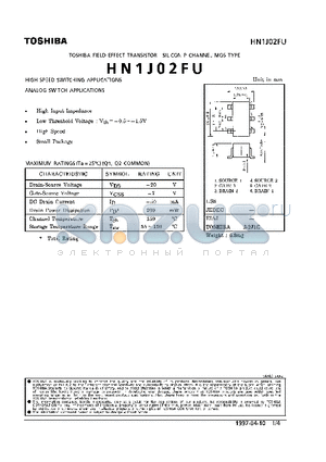 HN1J02FU datasheet - P CHANNEL MOS TYPE (HIGH SPEED SWITCHING, ANALOG SWITCH APPLICATIONS)