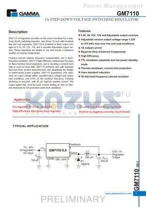 GM7110-ATB5BT datasheet - 1A STEP-DOWN VOLTAGE SWITCHING REGULATOR