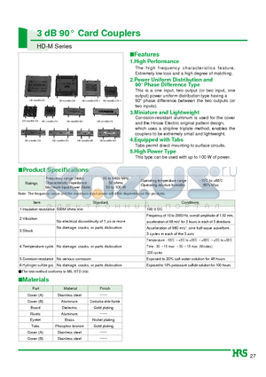 HD-0070M3-GH datasheet - 3 dB 90` Card Couplers