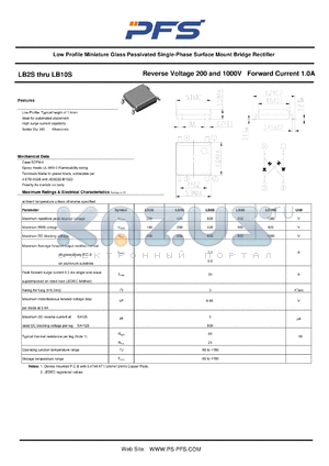 LB10S datasheet - Low Profile Miniature Glass Passivated Single-Phase Surface Mount Bridge Rectifier