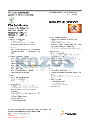 MK60DN512VMC10 datasheet - K60 Sub-Family