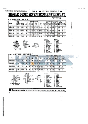 MTN1140-CSR datasheet - SINGLE DIGIT SEVEN SEGMENT DISPLAY