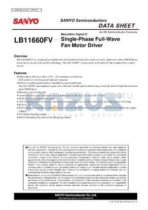 LB11660FV datasheet - Single-Phase Full-Wave Fan Motor Driver
