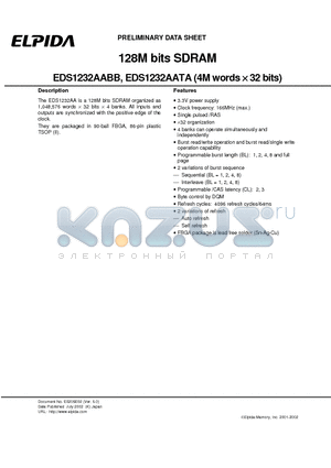 EDS1232AABB datasheet - 128M bits SDRAM