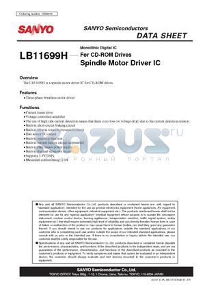 LB11699H datasheet - Spindle Motor Driver IC