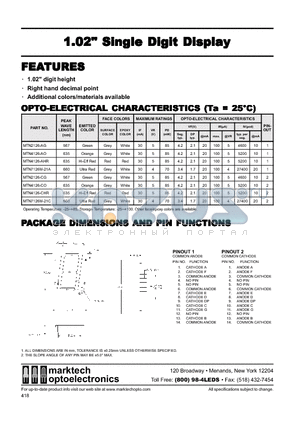 MTN2126-AG datasheet - Marktech 1.02 Single Digit