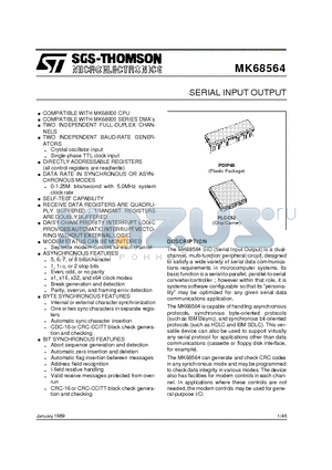 MK68564N-05 datasheet - SERIAL INPUT OUTPUT