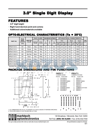 MTN2131-61A datasheet - Marktech 3.00 Single Digit w/Comma