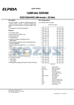 EDS1232AASE-60-E datasheet - 128M bits SDRAM (4M words x 32 bits)