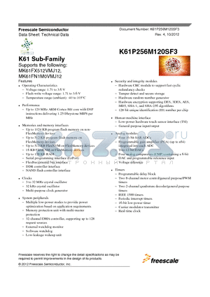 MK61FN1M0VMJ12 datasheet - K61 Sub-Family