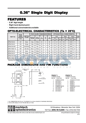 MTN2139-AG datasheet - Marktech 0.39 Single Digit