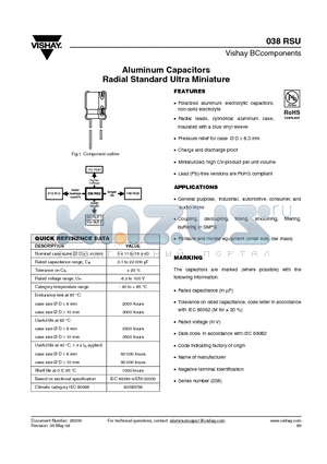 MAL203831101E3 datasheet - Aluminum Capacitors Radial Standard Ultra Miniature