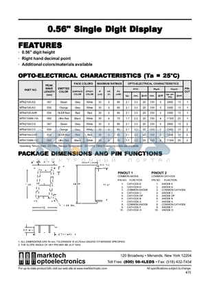 MTN2156-AG datasheet - 0.56 Single Digit Display