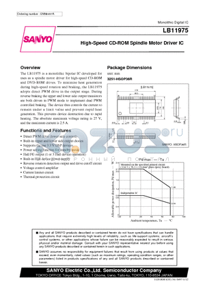 LB11975 datasheet - High-Speed CD-ROM Spindle Motor Driver IC