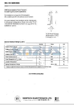 HN3905 datasheet - NPN Silicon Expitaxial Planar Transistor for switching and amplifier applications