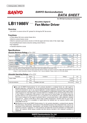 LB11988V_12 datasheet - Monolithic Digital IC Fan Motor Driver