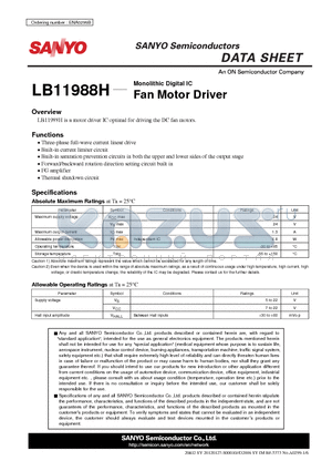 LB11988H datasheet - Monolithic Digital IC Fan Motor Driver