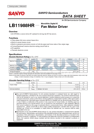 LB11988HR_12 datasheet - Monolithic Digital IC Fan Motor Driver