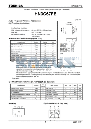 HN3C67FE datasheet - Audio Frequency Amplifier Applications AM Amplifier Applications