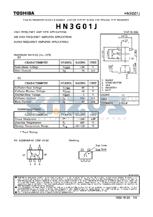 HN3G01 datasheet - N CHANNEL JUNCTION TYPE FET SILICON NPN EPITAXIAL TYPE TRANSISTOR