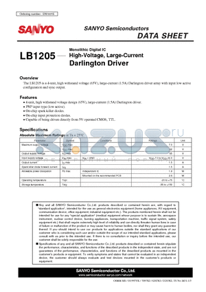 LB1205 datasheet - High-Voltage, Large-Current Darlington Driver