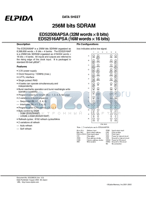 EDS2516APSA-75 datasheet - 256M bits SDRAM