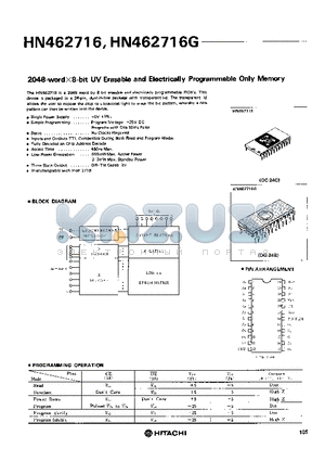 HN462716G datasheet - 2048-WORD x 8-BIT UV ERASABLE AND ELECTRICALLY PROGRAMMABLE ONLY MEMORY
