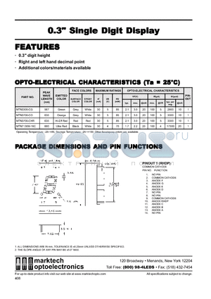 MTN3700-CHR datasheet - Marktech 0.30 Single Digit w/LRDecimal