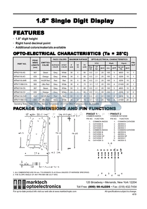 MTN4118-CHR datasheet - Marktech 1.80 Single Digit