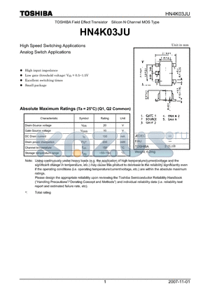 HN4K03JU_07 datasheet - High Speed Switching Applications