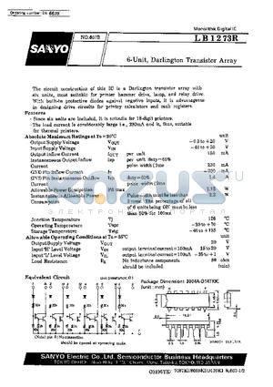 LB1273R datasheet - 6-Unit, Darlington Transistor Array