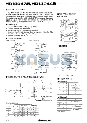 HD14043B datasheet - Quadruple R-S Latch